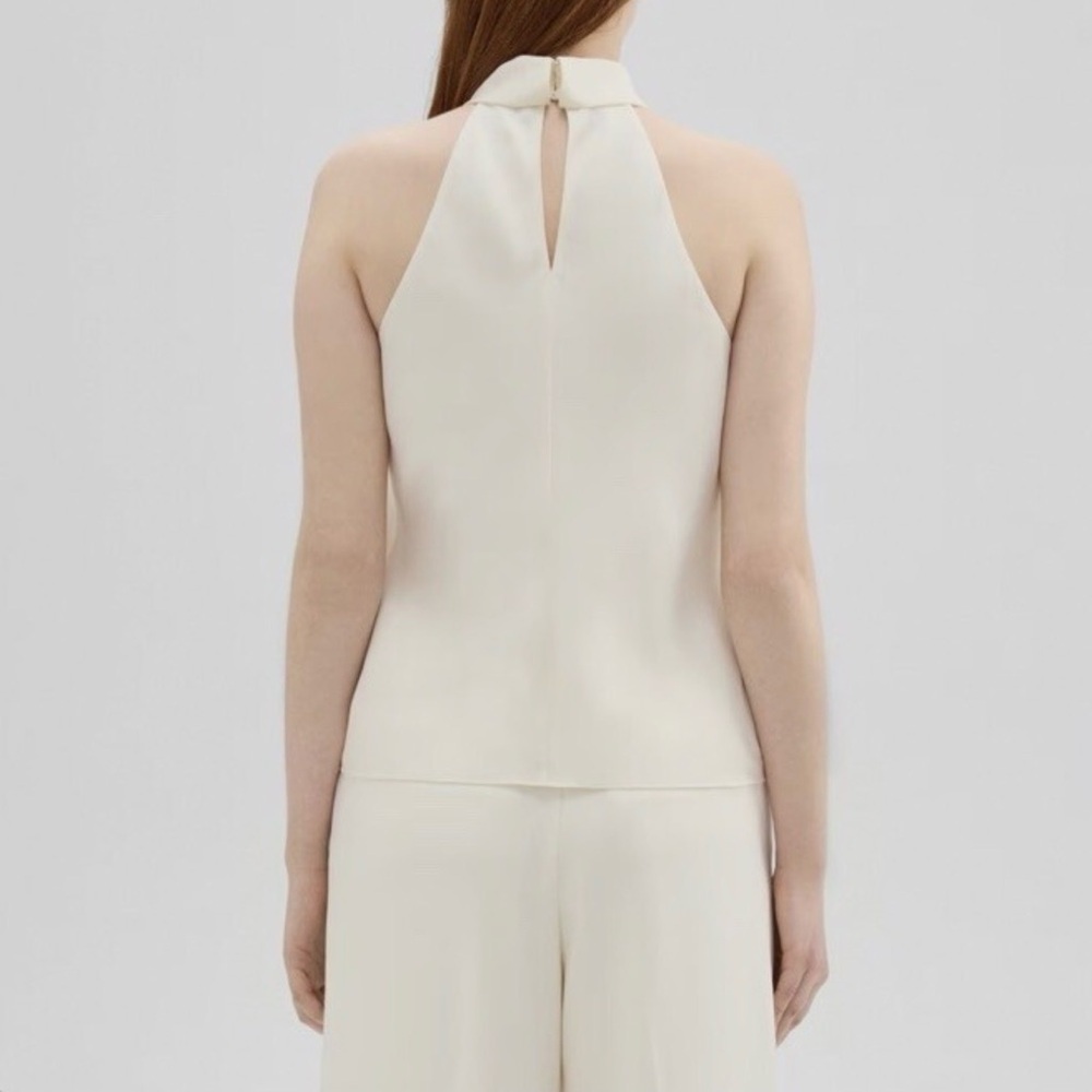 Theory Roll Neck Halter High-Neck Sleeveless Blouse NWT In Ivory Size XL - Picture 7 of 9